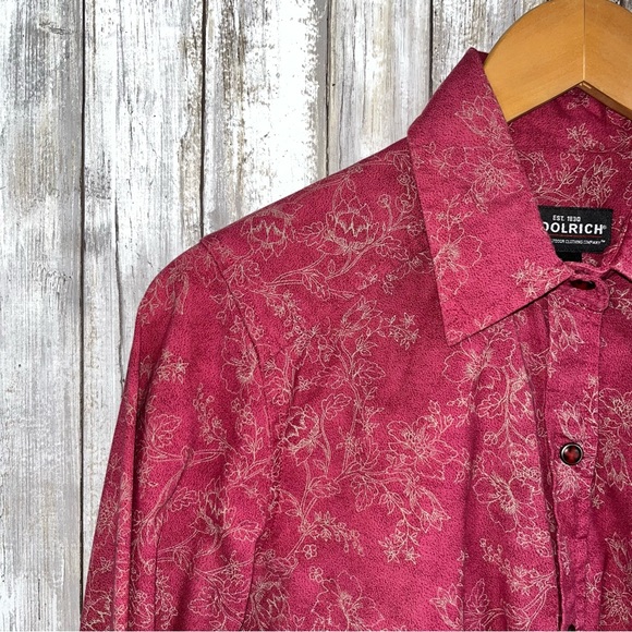 Woolrich Rosebud Pink Velvet Printed Snap Button Down Women’s Small Shirt - Picture 2 of 5